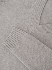 Atelier Heather Oatmeal Donside Atelier 100% Cashmere V-Neck Jumper - Image 6 of 6