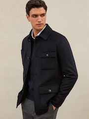 Reiss Navy Prancing Atelier 100% Cashmere Field Jacket - Image 1 of 7