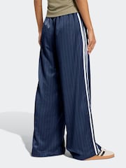 adidas Originals Blue/White Soccer Summer Satin Pinstripe Wide Leg Trousers - Image 2 of 6