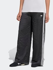 adidas Originals Black/White Soccer Summer Satin Pinstripe Wide Leg Trousers - Image 1 of 6