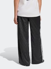 adidas Originals Black/White Soccer Summer Satin Pinstripe Wide Leg Trousers - Image 2 of 6