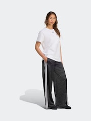 adidas Originals Black/White Soccer Summer Satin Pinstripe Wide Leg Trousers - Image 3 of 6