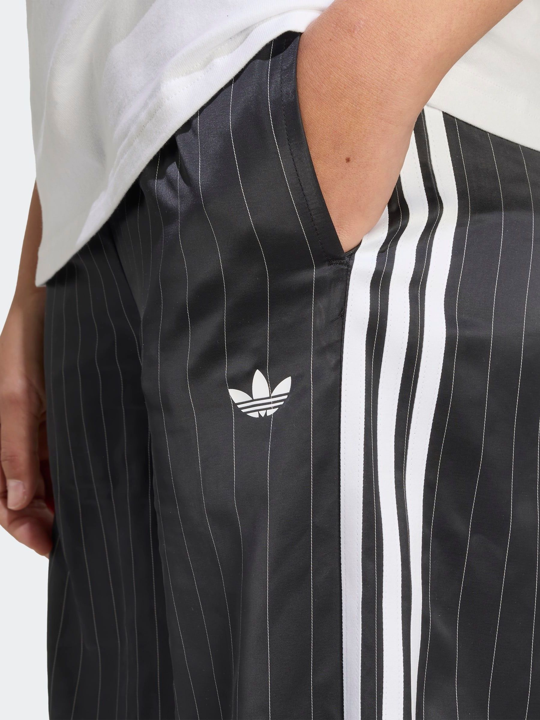 【adidas】アディダス PIN STRIPE SATIN PANTS adidas Originals Satin Trousers in Black | Lyst