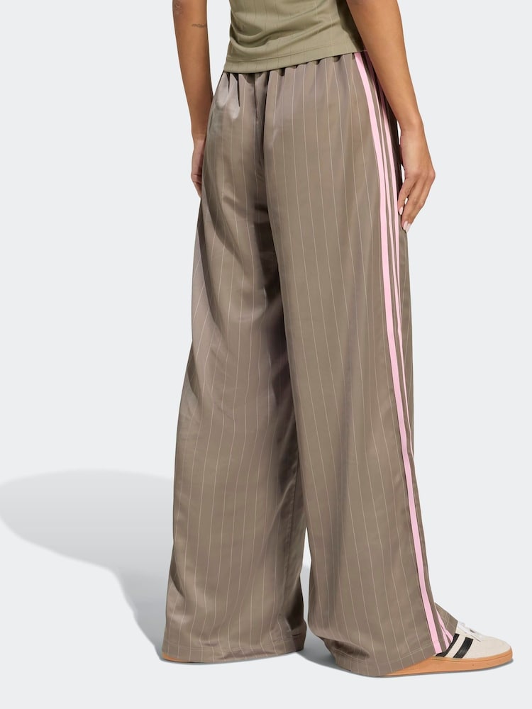 adidas Originals Green Soccer Summer Satin Pinstripe Wide Leg Trousers - Image 2 of 6