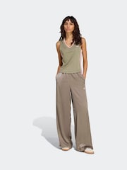 adidas Originals Green Soccer Summer Satin Pinstripe Wide Leg Trousers - Image 3 of 6