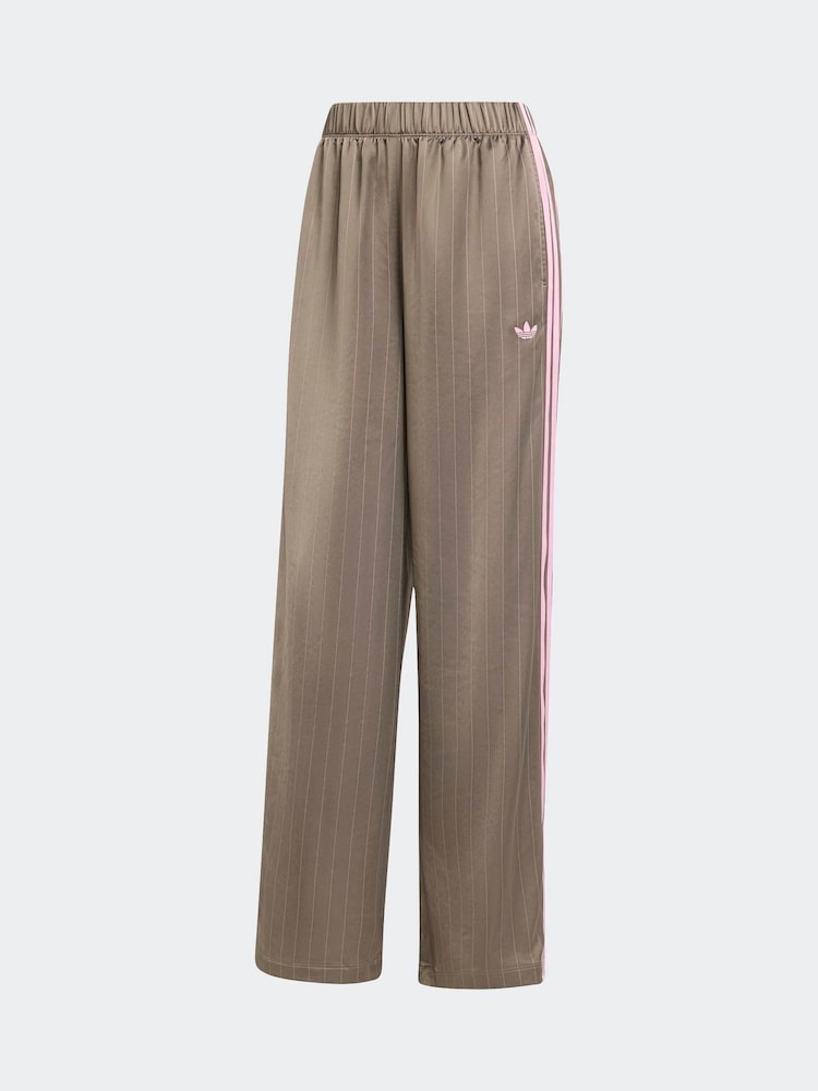 adidas Originals Green Soccer Summer Satin Pinstripe Wide Leg Trousers - Image 6 of 6