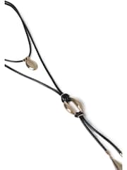 Aela Corded Multirow Statement Lariat Black Necklace - Image 2 of 2