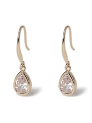 Aela Gold Tone Diamond Simulant Teardrop Earrings - Image 1 of 2