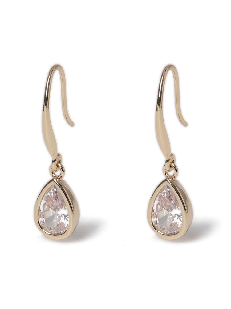 Aela Gold Tone Diamond Simulant Teardrop Earrings - Image 1 of 2