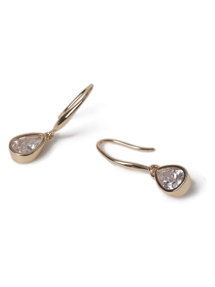 Aela Gold Tone Diamond Simulant Teardrop Earrings - Image 2 of 2
