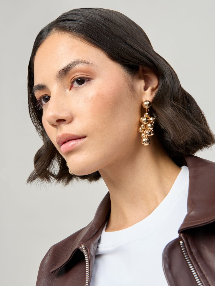 Aela Gold Tone Sphere Cluster Drop Earrings - Image 1 of 3