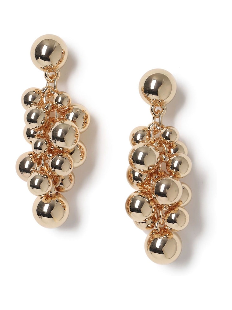 Aela Gold Tone Sphere Cluster Drop Earrings - Image 2 of 3