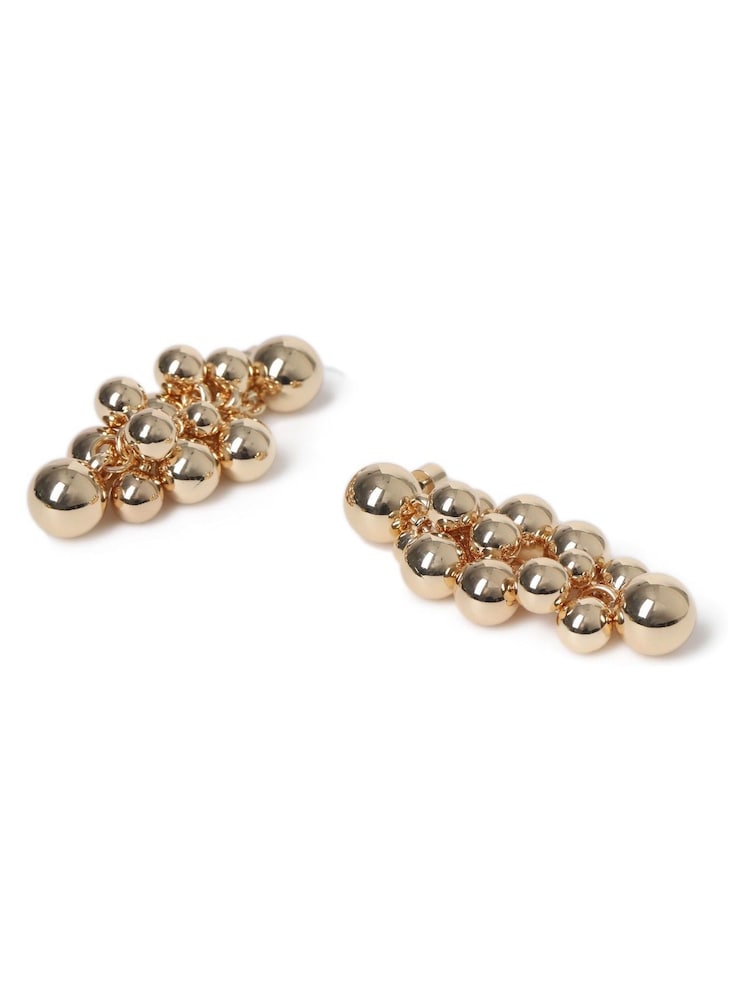 Aela Gold Tone Sphere Cluster Drop Earrings - Image 3 of 3