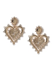 Aela Gold Tone Sparkle Heart Drop Earrings - Image 2 of 3
