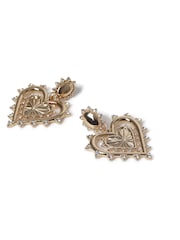 Aela Gold Tone Sparkle Heart Drop Earrings - Image 3 of 3