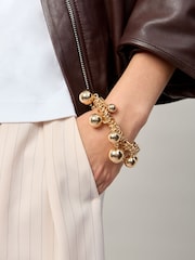 Aela Gold Tone Statement Sphere Cluster Stretch Bracelet - Image 3 of 3
