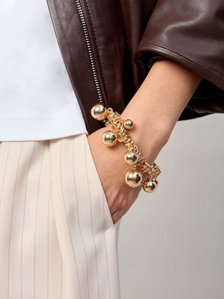 Aela Gold Tone Statement Sphere Cluster Stretch Bracelet - Image 3 of 3