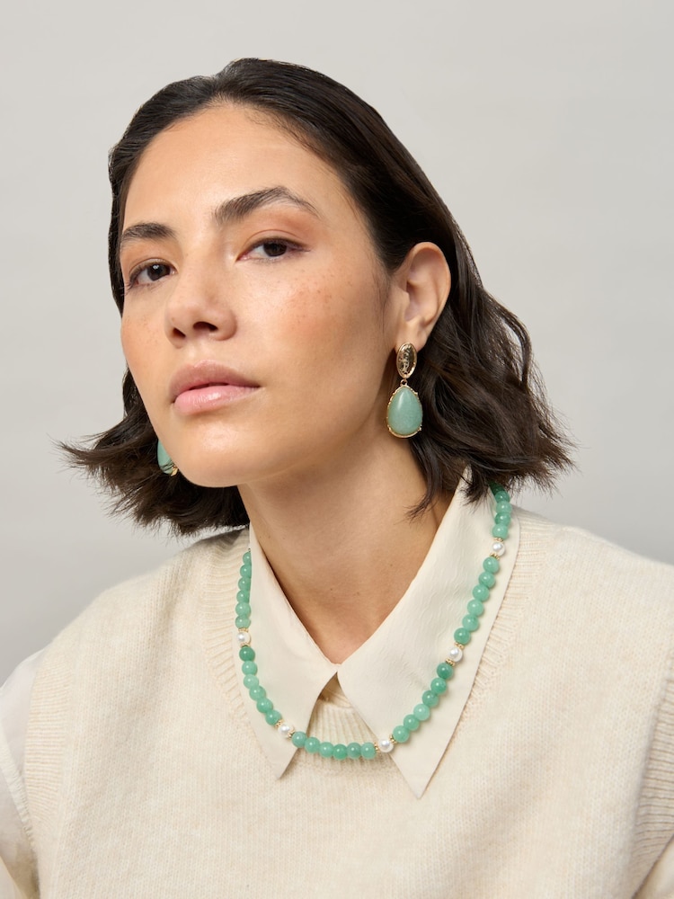 Aela Green Stone Necklace - صورة 3 من 3 Aela Green Stone Necklace - صورة 3 من 3