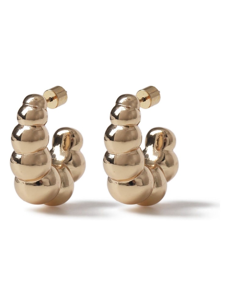 Aela Gold Tone Sphere Hoop Earrings - Image 2 of 3
