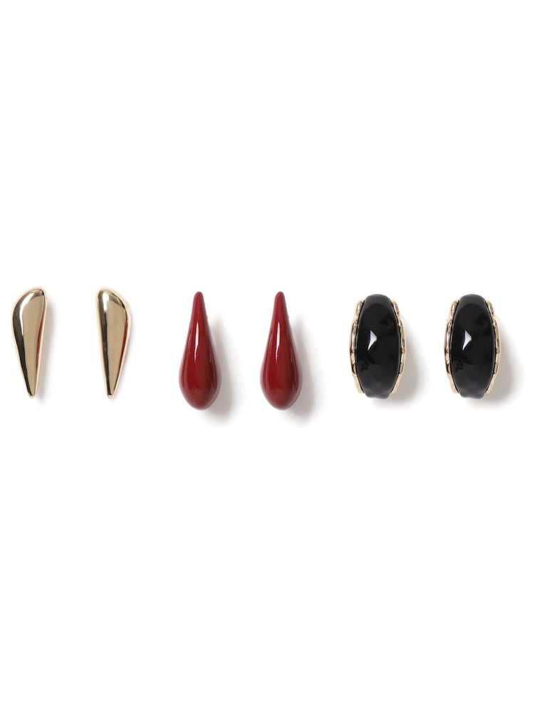 Aela Red Domed Multipack Earrings - صورة 2 من 4