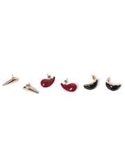 Aela Red Domed Multipack Earrings - صورة 4 من 4