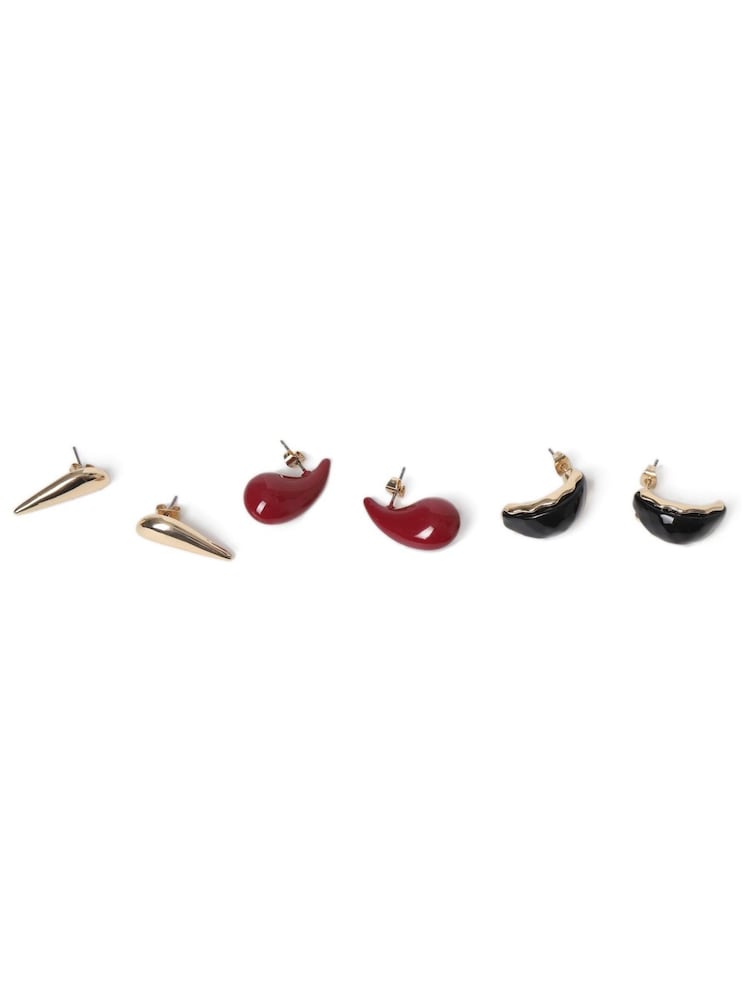 Aela Red Domed Multipack Earrings - صورة 4 من 4