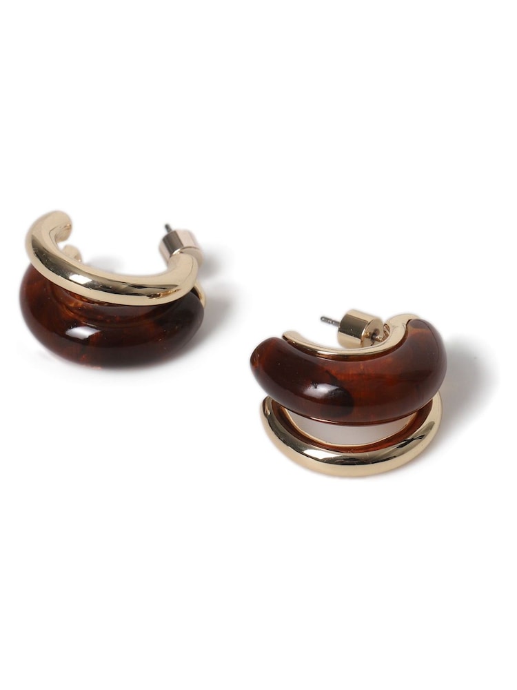 Aela Brown Resin Hoop Earrings - Image 2 of 2