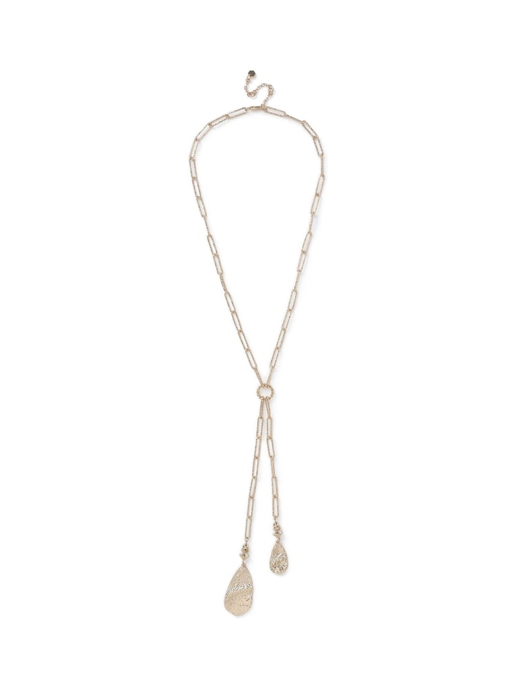 Aela Gold Tone Tear Drop Chain Lariat Necklace - صورة 2 من 3 Aela Gold Tone Tear Drop Chain Lariat Necklace - صورة 2 من 3