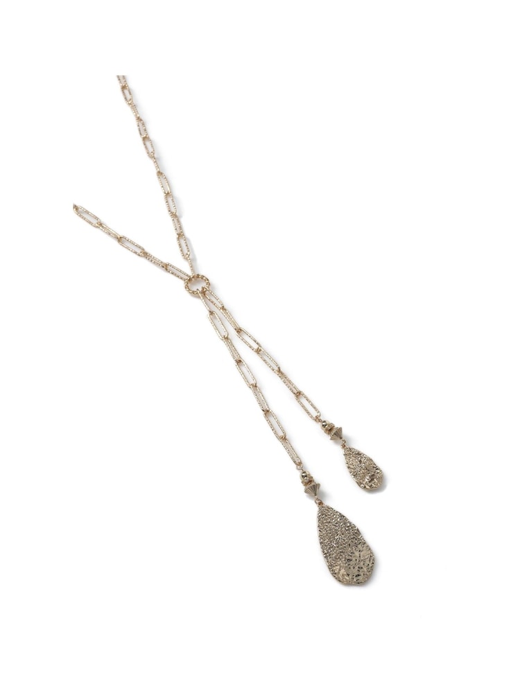 Aela Gold Tone Tear Drop Chain Lariat Necklace - صورة 3 من 3 Aela Gold Tone Tear Drop Chain Lariat Necklace - صورة 3 من 3