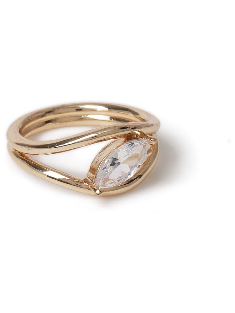 Aela Gold Tone Diamond Simulant Floating Stone Ring - Image 3 of 3