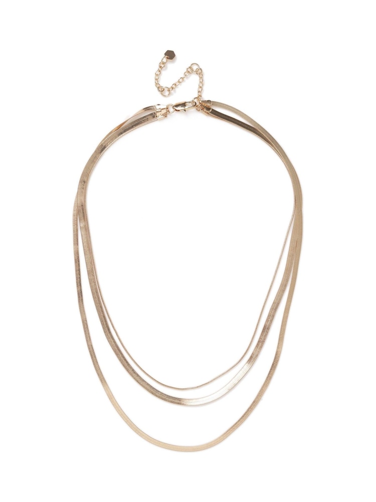 Aela Gold Tone Multirow Snake Chain Necklace - Image 1 of 2