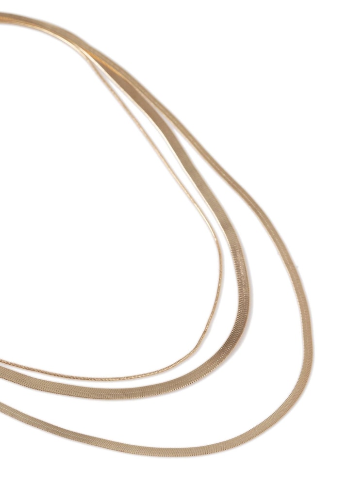 Aela Gold Tone Multirow Snake Chain Necklace - Image 2 of 2