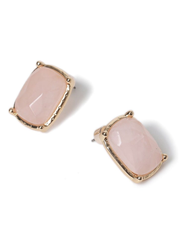 Aela Pink Natural Stone Stud Earrings - Image 3 of 3