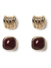 Aela Red Stone Multipack Earrings - Image 1 of 2