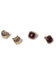 Aela Red Stone Multipack Earrings - Image 2 of 2