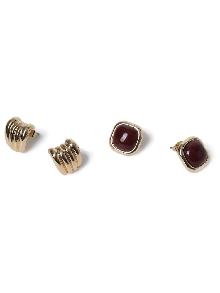 Aela Red Stone Multipack Earrings - صورة 2 من 2 Aela Red Stone Multipack Earrings - صورة 2 من 2