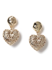 Aela Gold Tone Filigree Heart Drop Earrings - Image 2 of 3