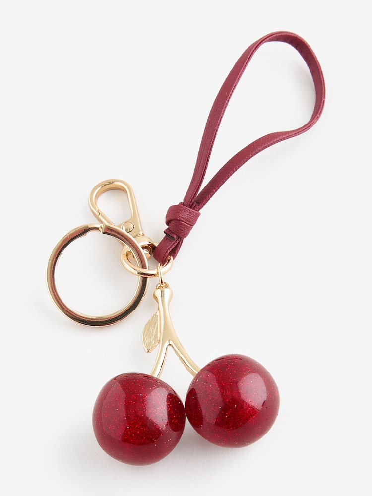 Aela Red Glitter Cherry Bag Charm - Image 1 of 1