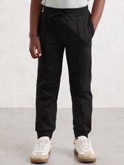 Reiss Black Premier Interlock Drawstring Joggers - Image 1 of 4