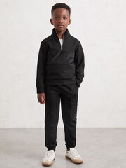 Reiss Black Premier Interlock Drawstring Joggers - Image 3 of 4