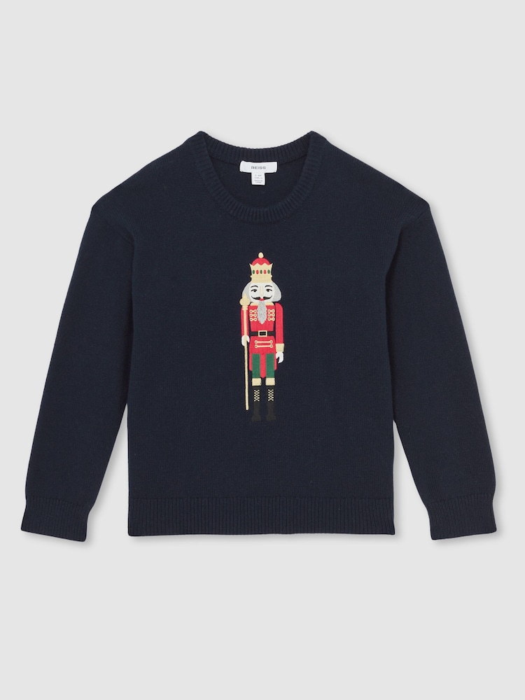 Reiss Navy Blue Desmond 13-14 yrs Wool-Blend Nutcracker Jumper - Image 1 of 5 Reiss Navy Blue Desmond 13-14 yrs Wool-Blend Nutcracker Jumper - Image 1 of 5