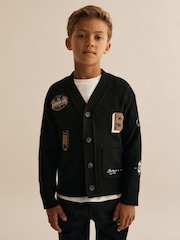 Reiss Black Kinsley 3-9 yrs Batman | Reiss Badge Cardigan - Image 3 of 4