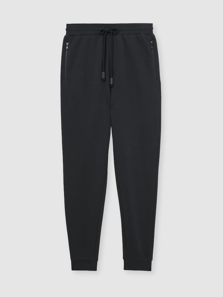 Reiss Navy Finch Cotton-Blend Drawstring Joggers - Image 2 of 6 Reiss Navy Finch Cotton-Blend Drawstring Joggers - Image 2 of 6