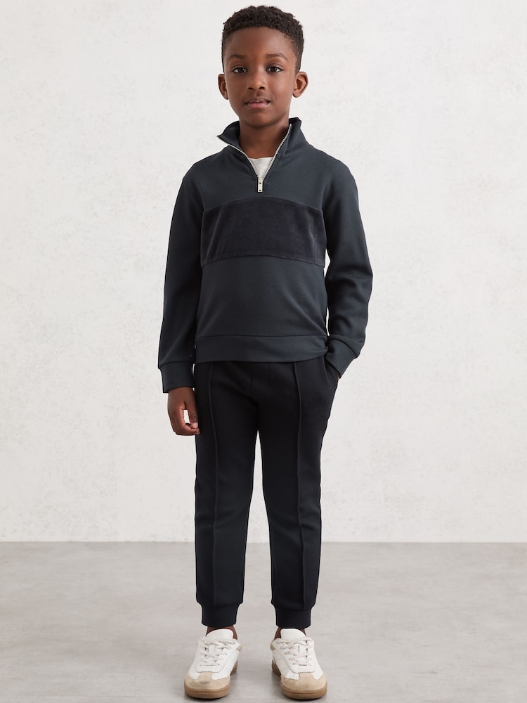 Reiss Navy Blue Premier Interlock Drawstring Joggers - Image 1 of 4