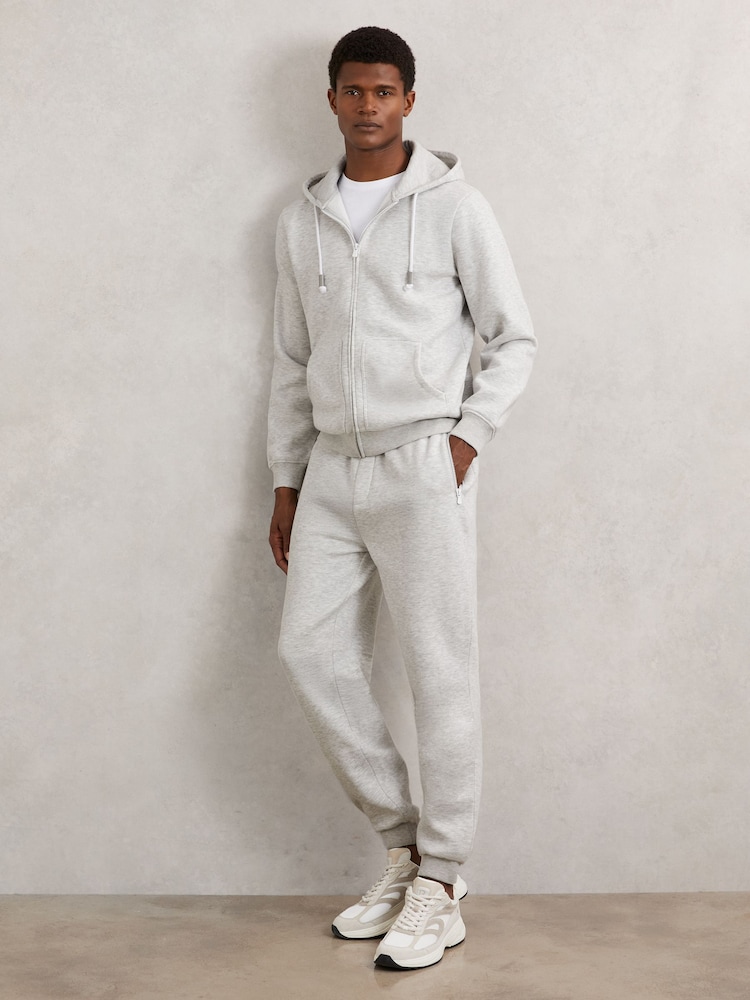 Reiss Grey Finch Cotton-Blend Drawstring Joggers - Image 1 of 6