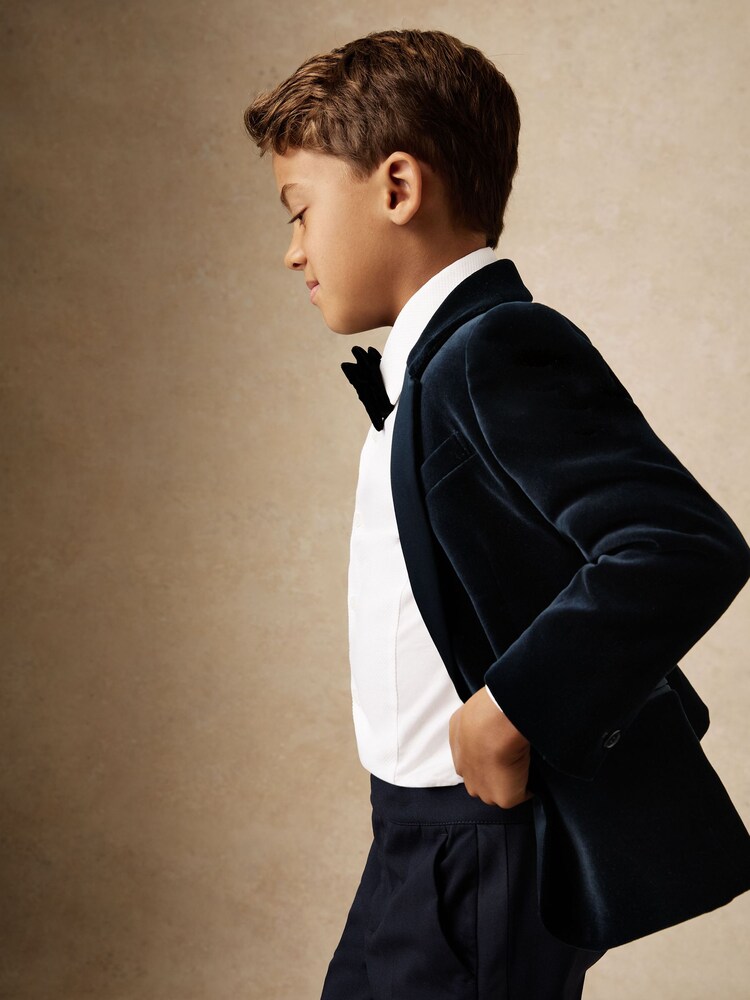 Reiss Navy Ace Single-Breasted Velvet Tuxedo Blazer - Image 1 of 5
