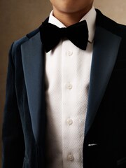 Reiss Navy Ace Single-Breasted Velvet Tuxedo Blazer - Image 4 of 5