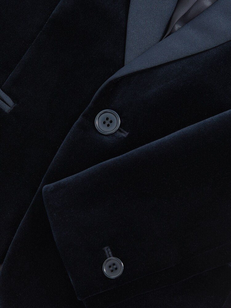 Reiss Navy Ace Single-Breasted Velvet Tuxedo Blazer - Image 5 of 5