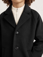 Reiss Black Wallace 3-9 yrs Wool-Blend Raglan-Sleeve Overcoat - Image 3 of 4