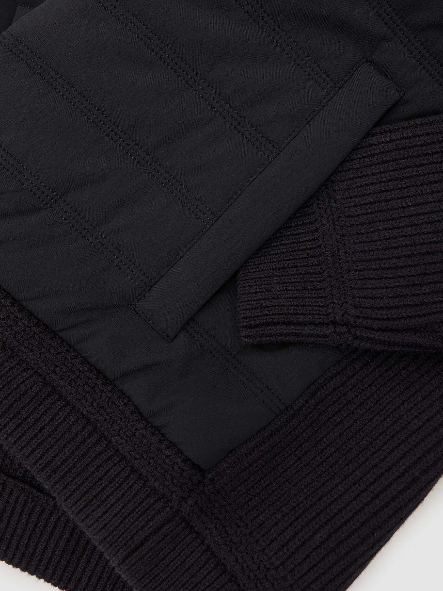 Buy Reiss Navy Townsend Quilted Rib-Knit Funnel-Neck Jacket from